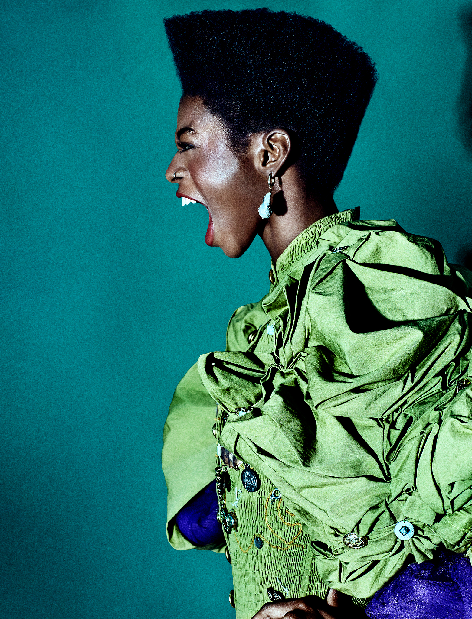 Woman with green clothes