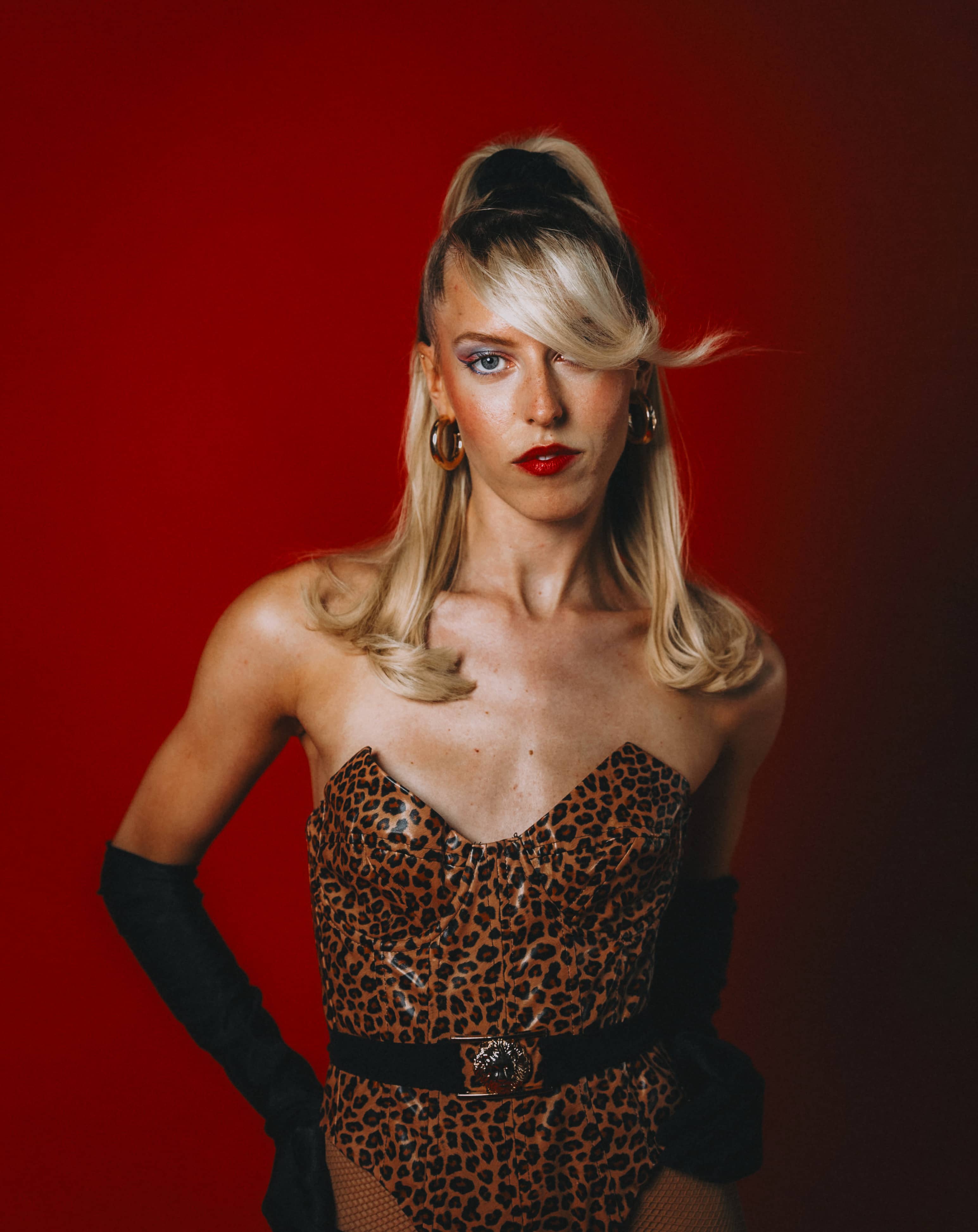 Woman with leopard print clothing