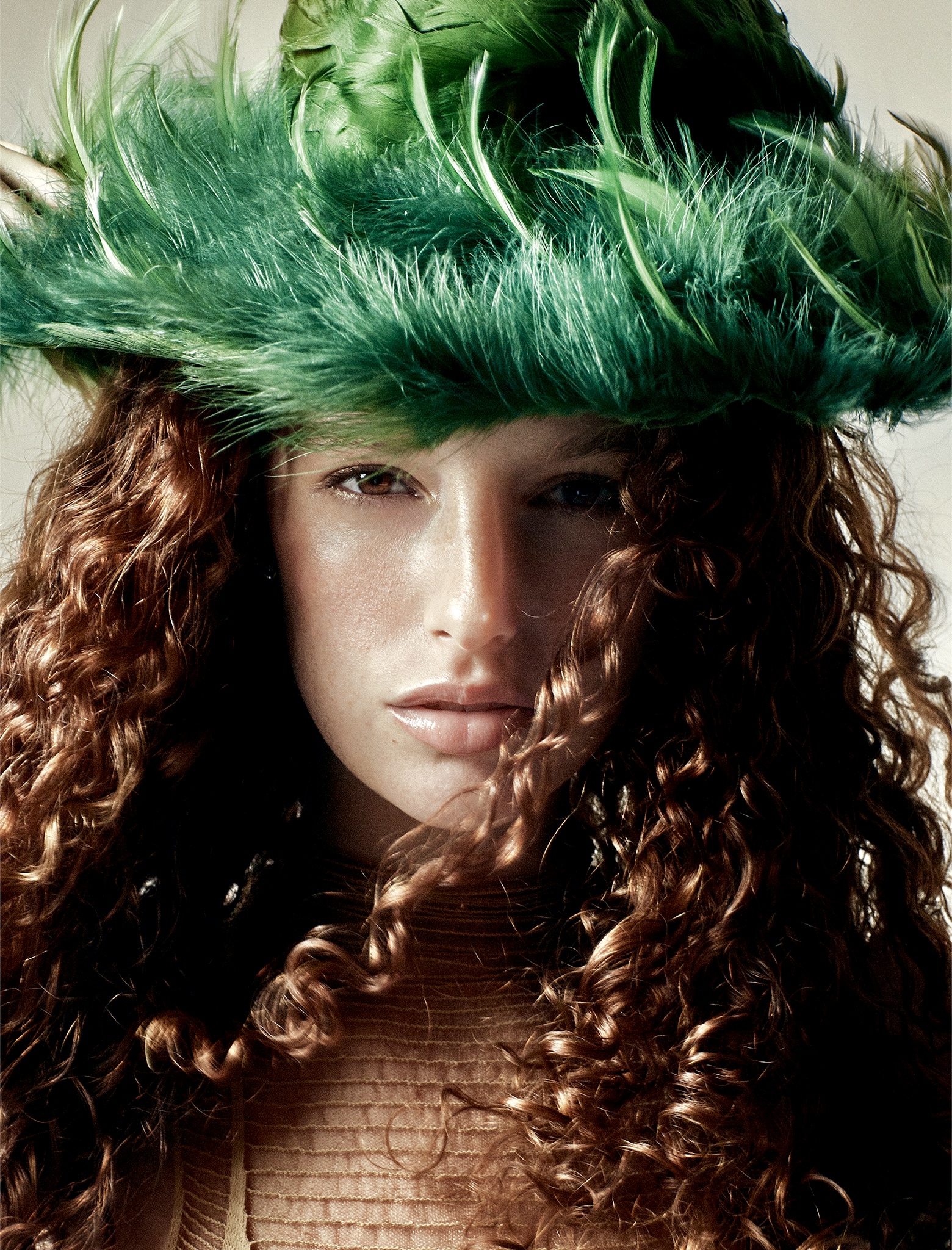 Woman with green hat