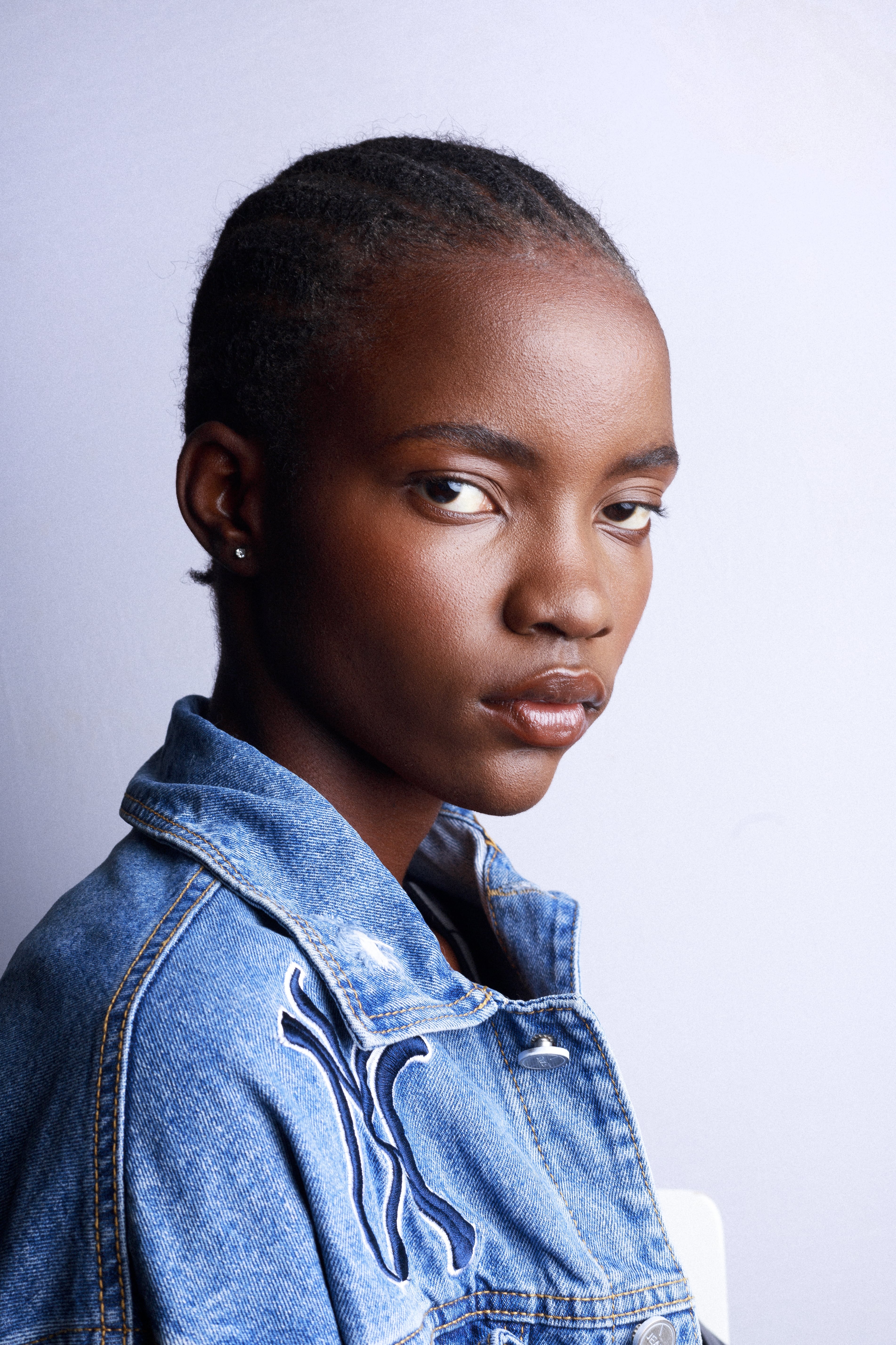 Woman with denim jacket